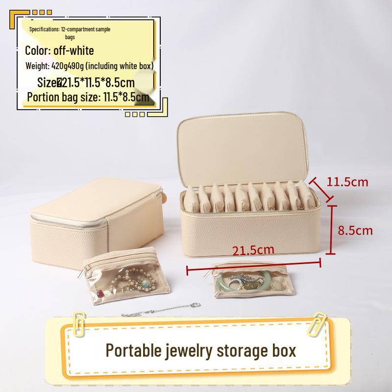 

Travel Jewelry Storage Box: Portable 12-Piece Earring & Accessory Organizer 21.5*11.5*8.5 cm кремовый