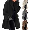 Cappotto da donna in tinta unita allentato con bottone singolo, spesso, caldo, a maniche lunghe, con cappuccio, in lana, capispalla invernale femminile