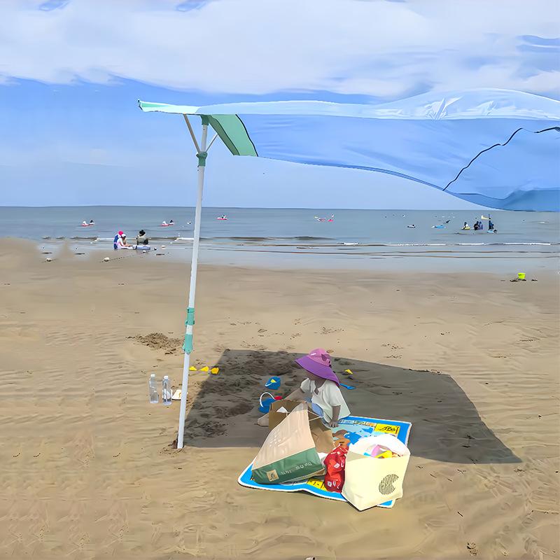 Auvent de Parasol de Plage Coupe-Vent Bloquant les UV à Ouverture Rapide, Tente de Camping Portable pour Usage Extérieur