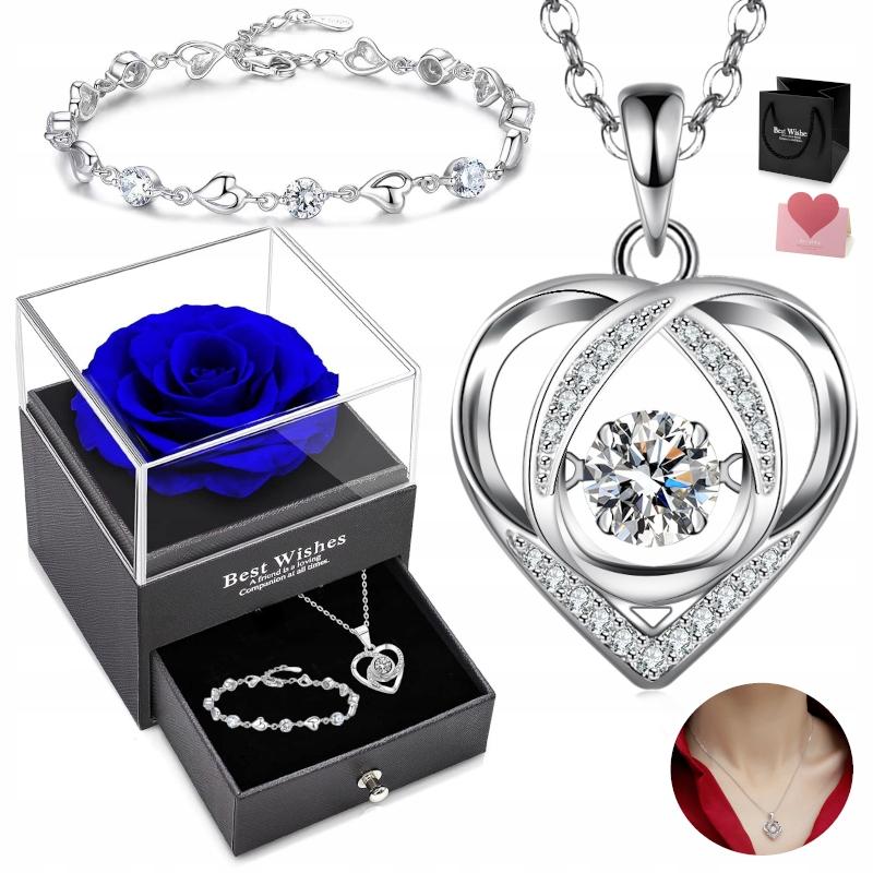 Silver Necklace Heart Pendant Women' Gift for Woman + Bracelet