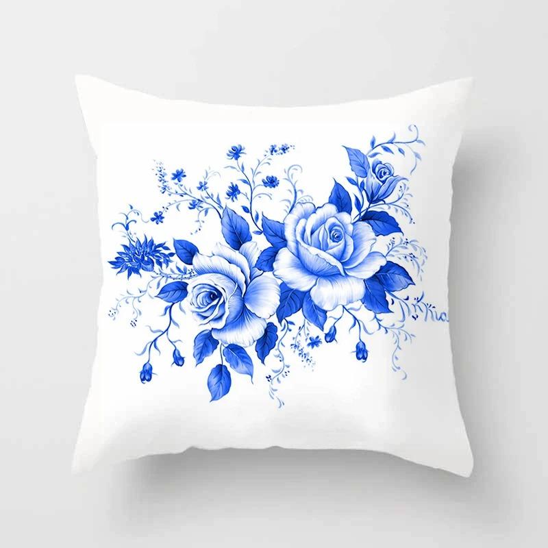 Office Living Room Home Pillowcase Luxury Geometric Blue Print Pillowcase Car Ornaments