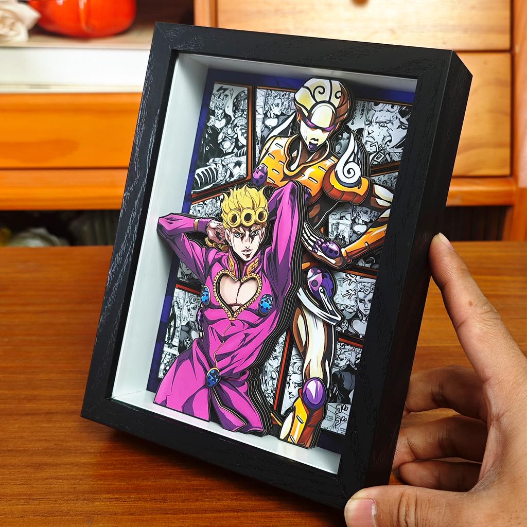 Classic Anime JoJo's Bizarre Adventure 3D Decorative Painting Cartoon Figure Handmade Decorative Picture Frame DesktopDecoration
