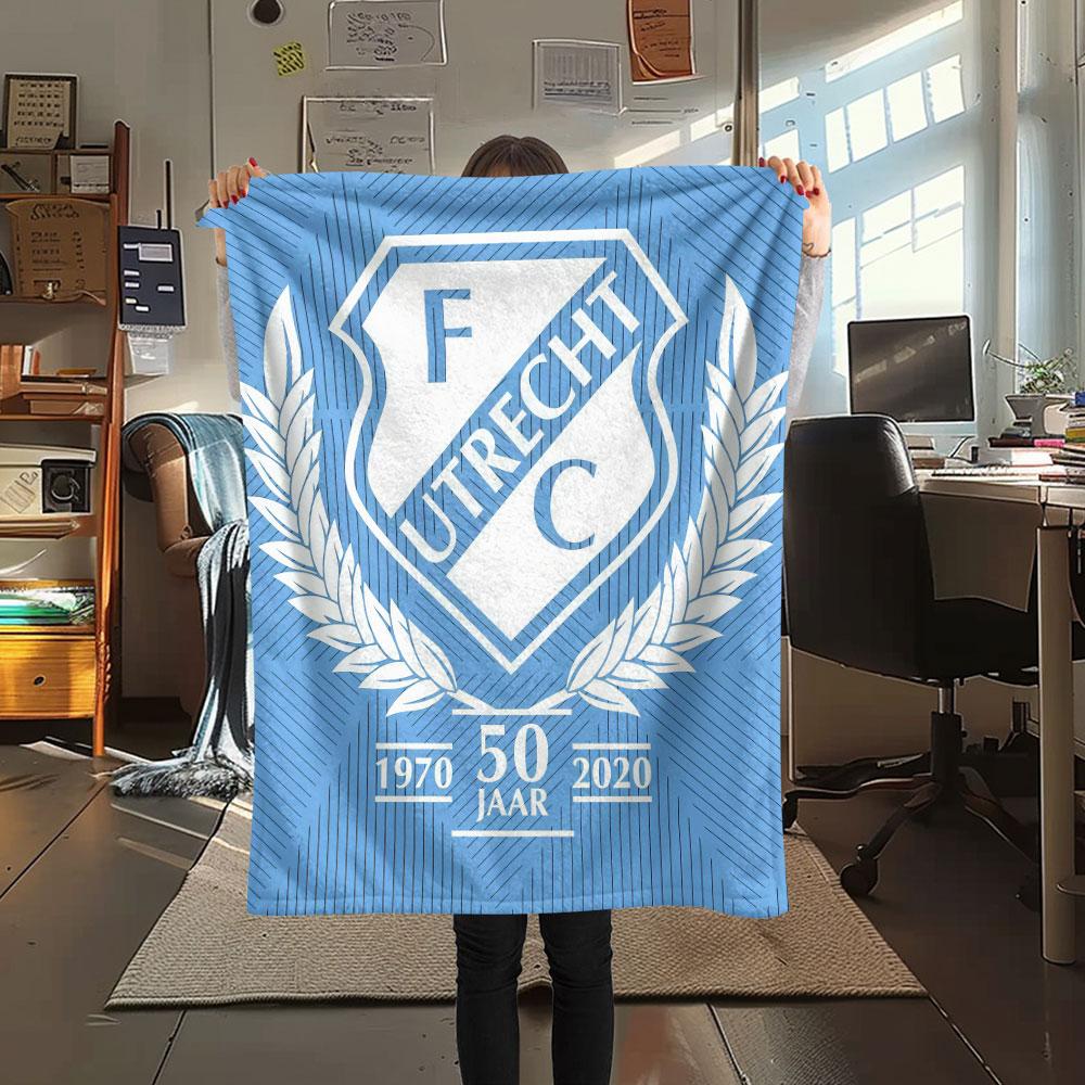 FC Utrecht bedeckte Flanelldecke, weicher Überwurf für Schlafzimmer Sofa, waschbar, Fußballfanartikel, tolles Geschenk.