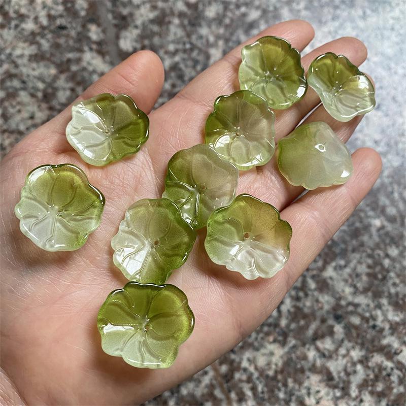 10-Piece Set: 22x24mm 3D Lotus Leaf DIY Hairpin Material for Ancient Style Jade Hairpins