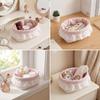 Quilted Textile Basket Gingham Lining Lace Trim Dotted Pattern for Desk