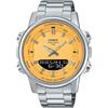 Casio World Time Analog-Digital Quartz Men's Watch AMW-880D-9AV Orange Yellow Metal Band International Model