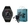 CASIO Men Liquid Crystal,Analog Dual Display Series 44mm Black Watch GA-2100-1A1(Watch3--)