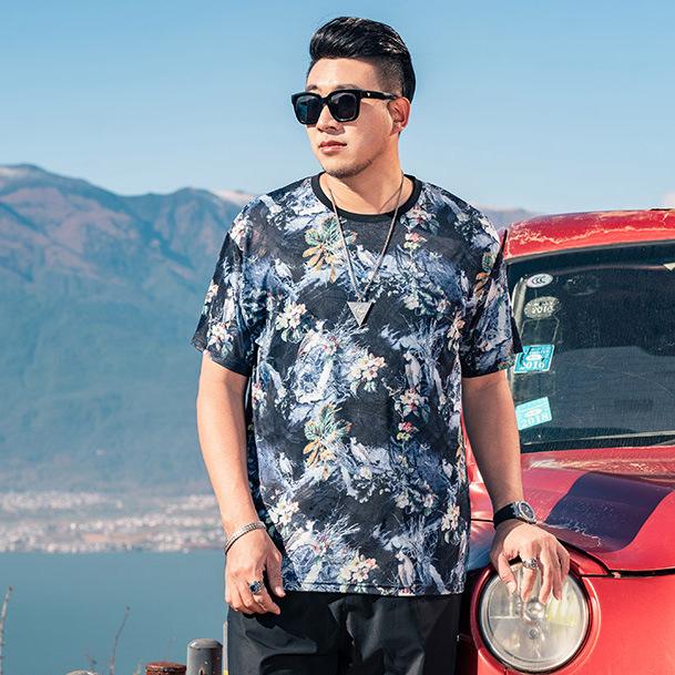 Stretch Fit Anti-wrinkle Loose Men's Short-sleeved Ice Cool Feeling Fashion Short-sleeved Top Cotton Comfortable Lightweight T-shirt