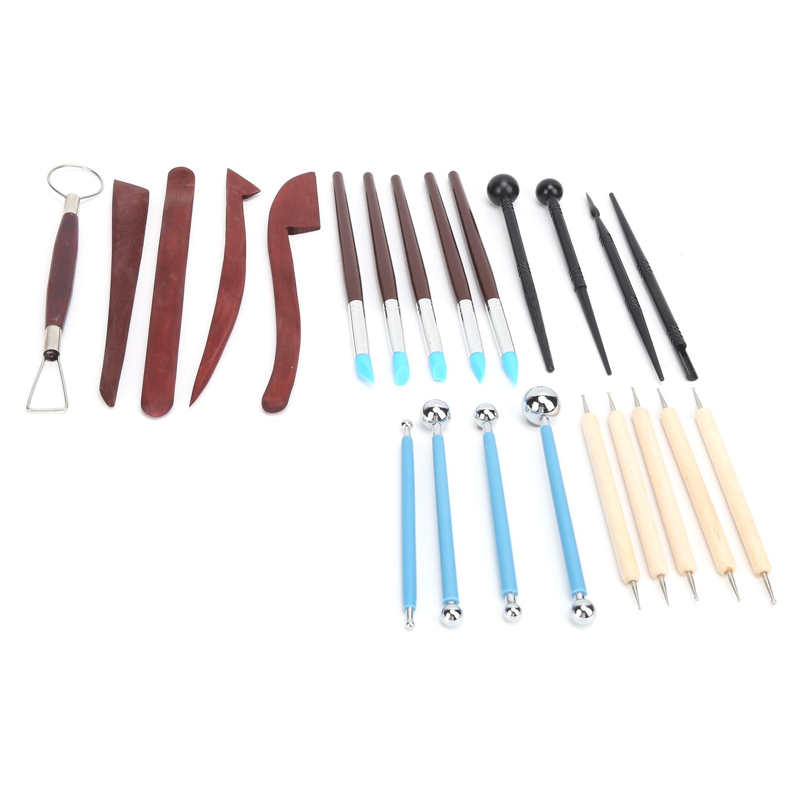 

23 Pcs Pottery Tool Set Multipurpose Soft Clay Silicone Wood Auxiliary Carving Supplies