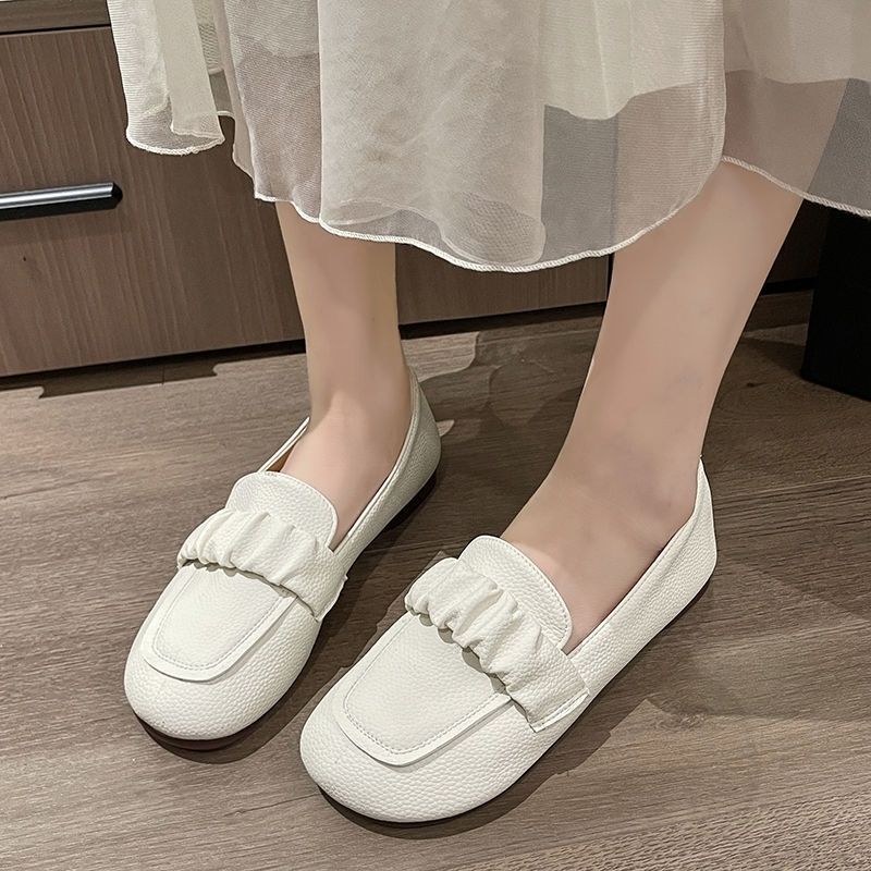 

Casual single shoes women s summer new soft leather Doudou shoes fashionable versatile soft sole one pedal lazy shoes 35