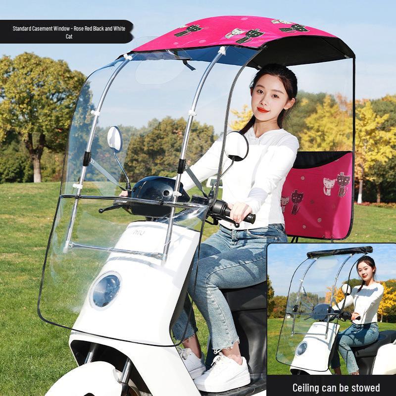 Enhanced Electric Motorcycle Canopy: Rainproof, Removable, and Windproof Umbrella