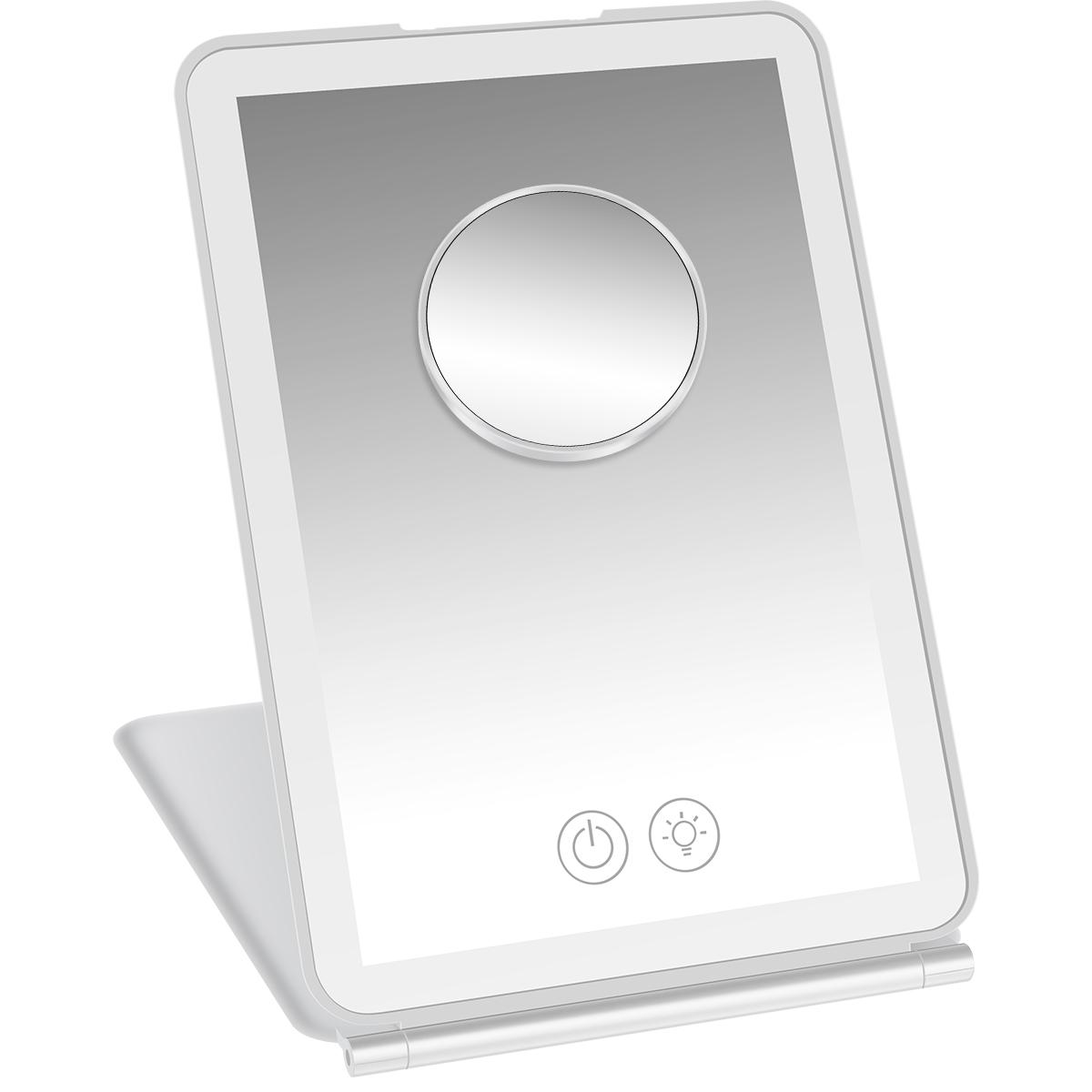 

Портативное складное дорожное зеркало для макияжа 10x3 цвета со светодиодной подсветкой, косметическое зеркало с сенсорным экраном, бесступенчатое затемнение, USB, дорожное туалетное стекло