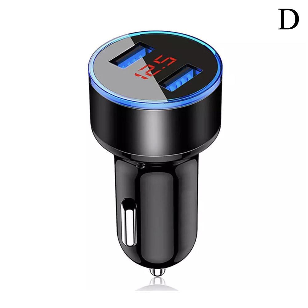 Car Charger For Cigarette Lighter Smart Phone USB Adapter Mobile Phone Charger Dual USB Digital Display Voltmeter Fast Charging