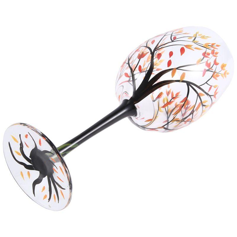 Good-1Pcs HOT-Autumn Tree Wine Glass - Fall Colors - Leaves Of Red, Yellow, Orange - Hand Painted - Fall Leaf Reusable