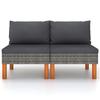 VidaXL 2x Eucalyptus Wood Outdoor Center Sofas Patio Center Sofa Terrace Furniture Garden Sofa Resin 315756