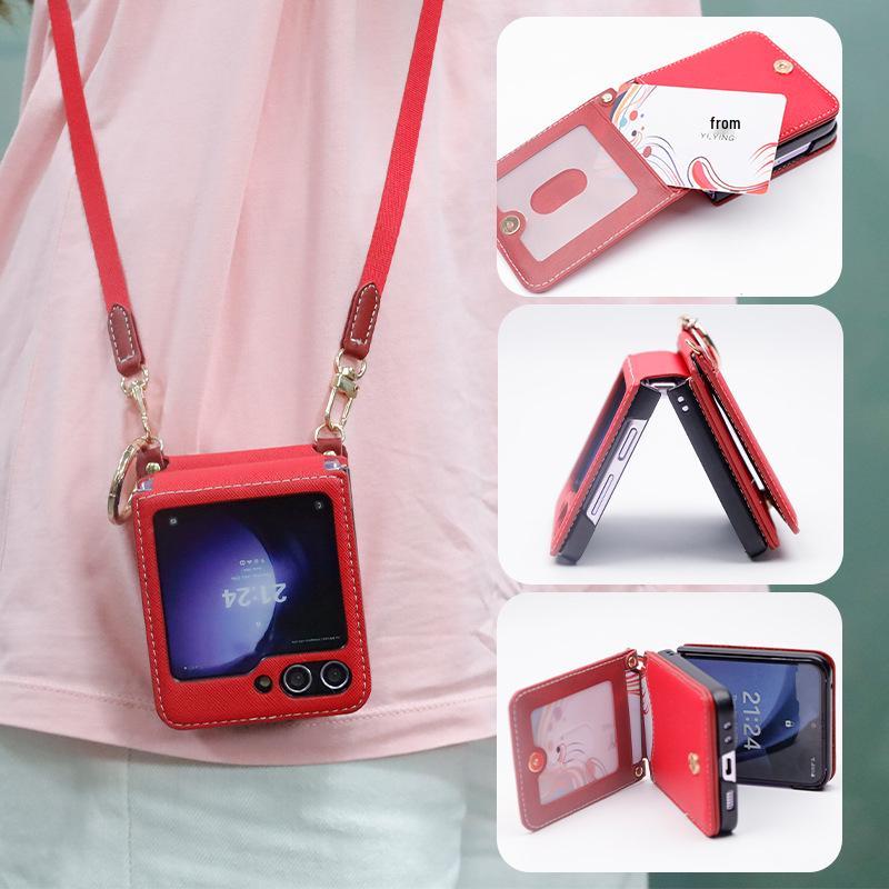 Samsung Z Flip 5 & Huawei Pocket 2 Multi-Functional Crossbody Phone Case with Card Slot
