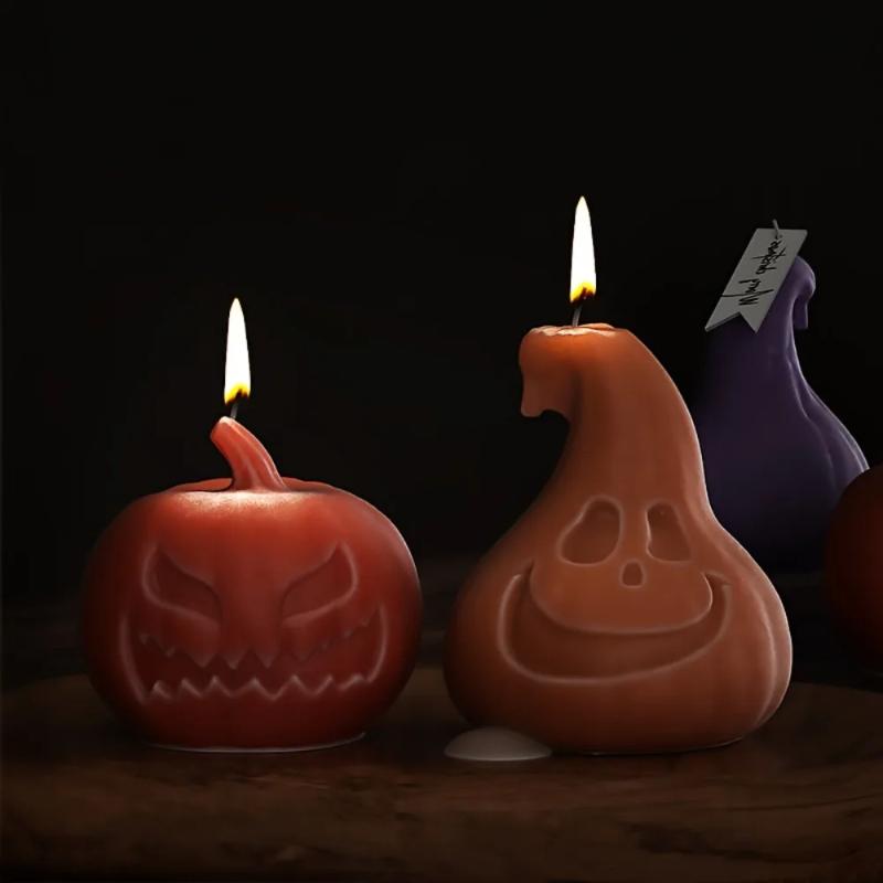 Angry Smile Pumpkin Candle Silicone Mould 1-2pcs DIY Scented Candles Kits Plant Resin Molds Thanksgiving Day Gypsum Decor Gifts