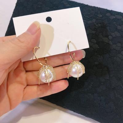 Baroque Hoop Earrings for Women Thick Circel Round Hoops Imitation Pearls Ear Rings Korean Jewelry