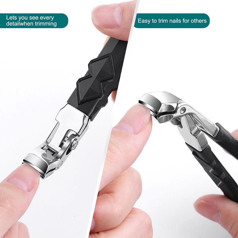 Stainless Steel Long Handle Curved Nail Clipper with Large Grip