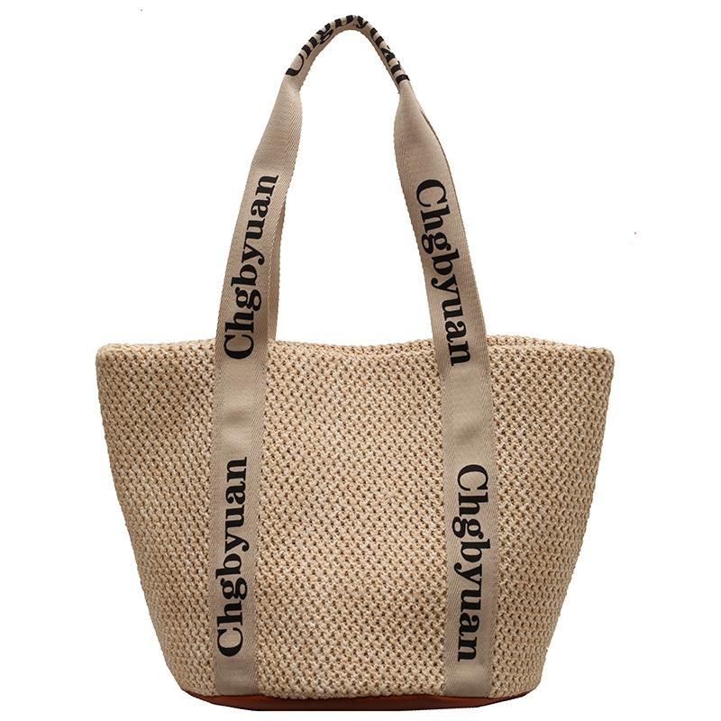 Braided Bag Ins Straw Woven Bag Beach Bag New Style Carry on Basket Bag Shoulder Bag Summer