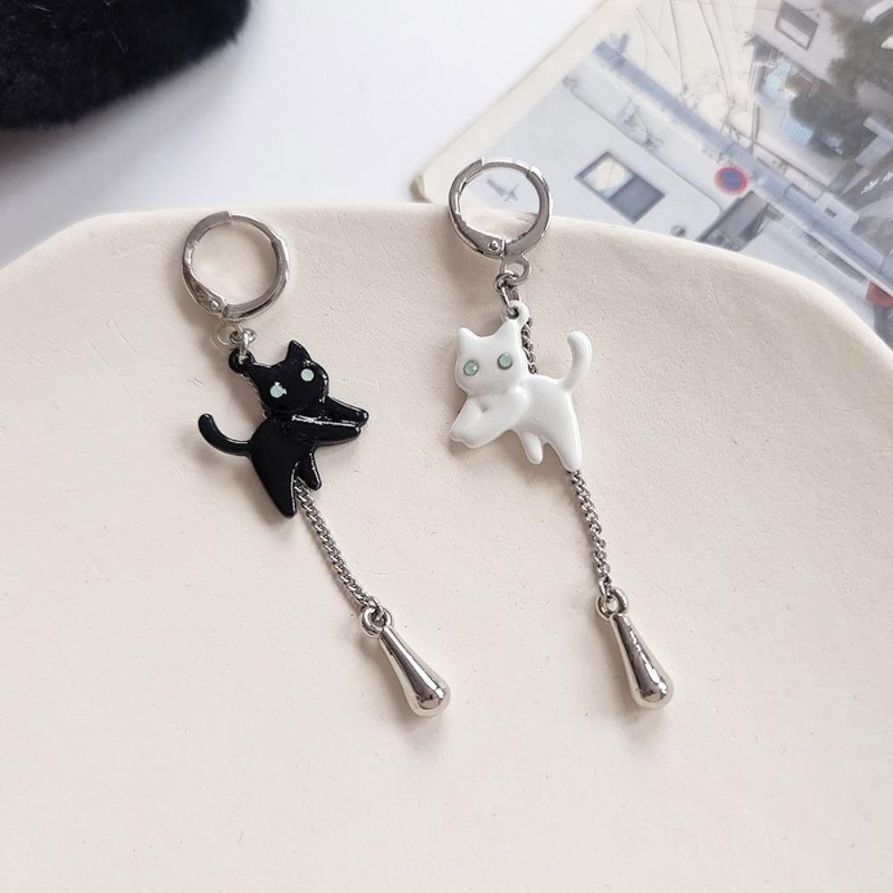 Gemstone Women's Accessories Asymmetrical Cat Earrings Kitten Stud Earrings Korean Style Earrings