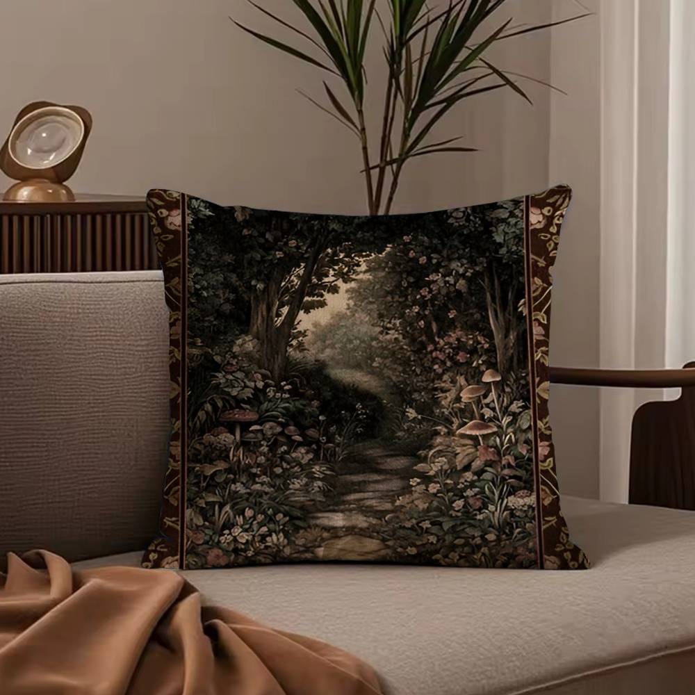 Vintage Medieval Unicorn Art Pillow Case Anti-dustmite Pillowcase Invisible Zipper Silky Short Plush Sofa Cushion Cover