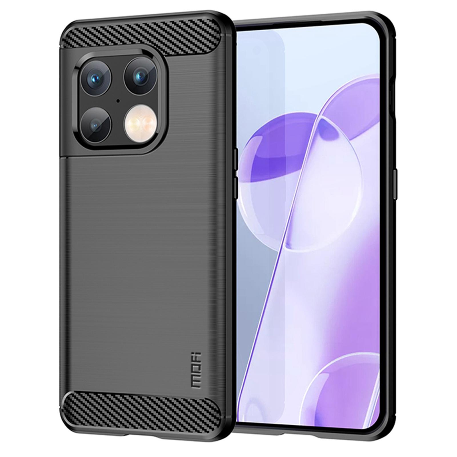 

MOFI for OnePlus 10 Pro 5G Drop-proof Stylish Phone Shell Carbon Fiber Texture Brushed Surface TPU Cell Phone Case Black