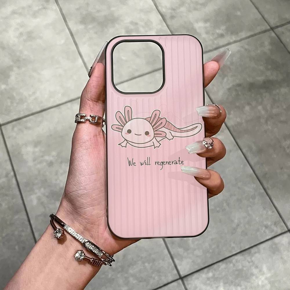 Cartoon Axolotl Cute For IPhone 17 16 15 14 13 12 11 Pro Max Plus Pro Corrugated Shockproof Matte Phone Cover
