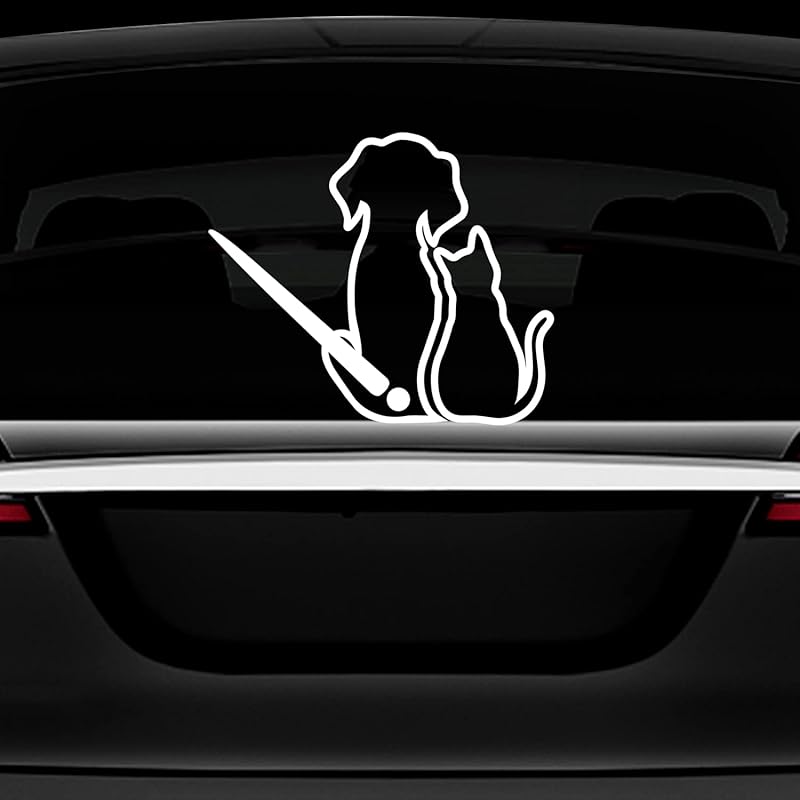 Dog Wiper Sticker for Cars, Waterproof Vinyl Cute Dog Waving Tail Rear Window Windshield Sticker Decal, Funny Lovely Animal Rear Wiper Decoration