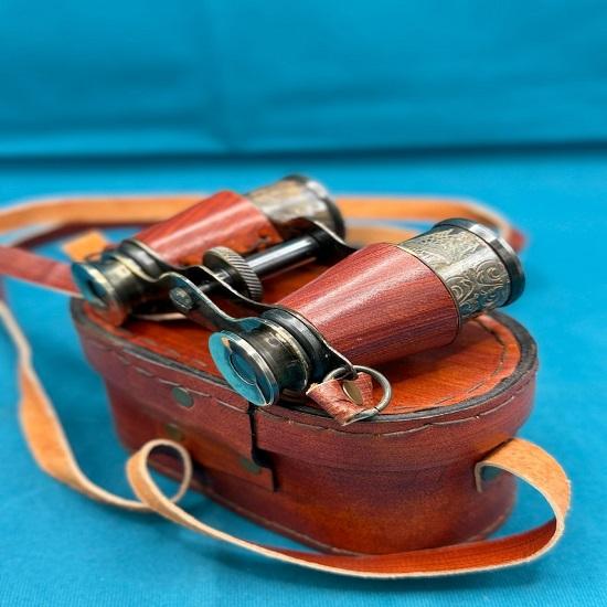 Maritime Brass Binocular Nautical  Spyglass Scope with Genuine Leather Box Hanging  Nautical  Monocular