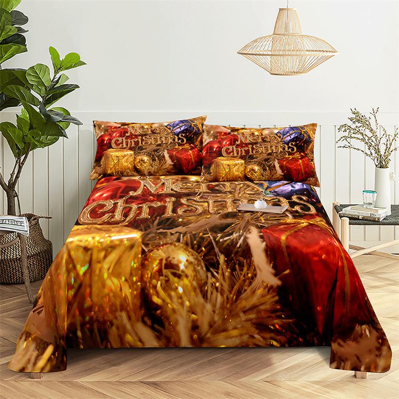 Christmas tree Queen Sheet Set Kid's Flat Sheet Boys Girls Bed Sheets and Pillowcases Christmas Gifts Bed Sheet Set Bedding Set