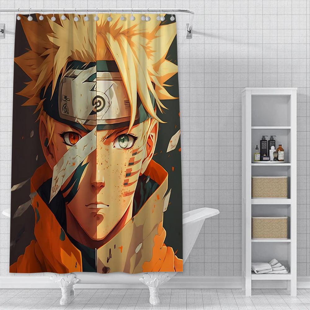 Hot Japan Anime N-NarutoS Shower Curtain Waterproof Polyester Fabric Paint Bath Curtains Home Bathroom Decor Curtain With Hook