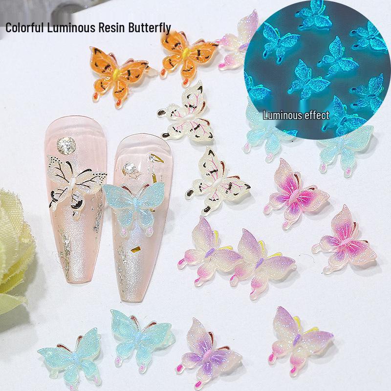 

Colorful Luminous Butterfly Resin Nail Art Decorations