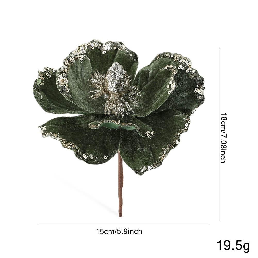 15cm Artificial Poinsettia Glitter Flower Sequin Flannel Fake Christmas Flowers Photography Props 3D Simulation Magnolia