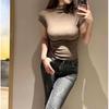 2026 Summer Women's Slim Fit Half-High Neck Short Sleeve Tee - Trendy Student Base Layer