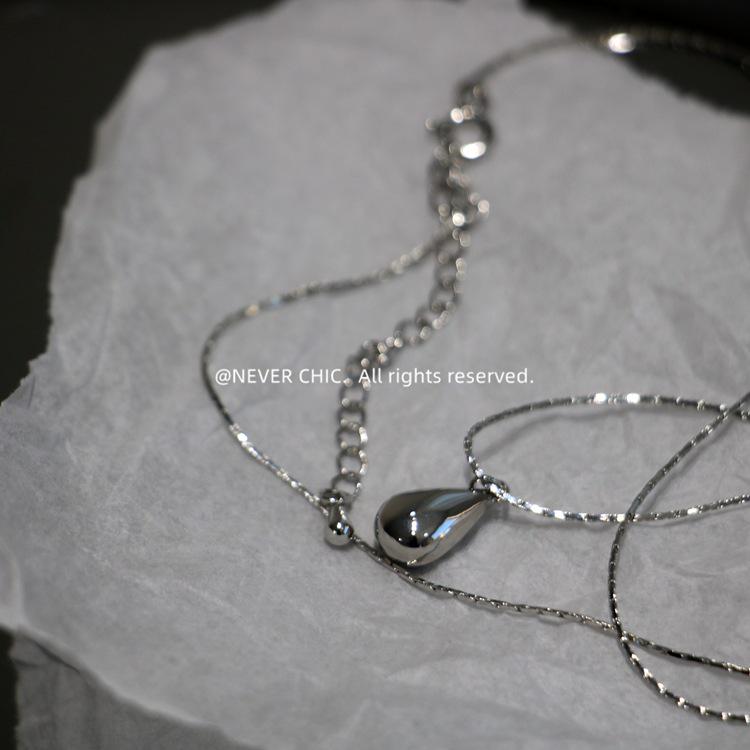 

French Romantic Teardrop Pendant Necklace - High Polish Sweet Cool Style