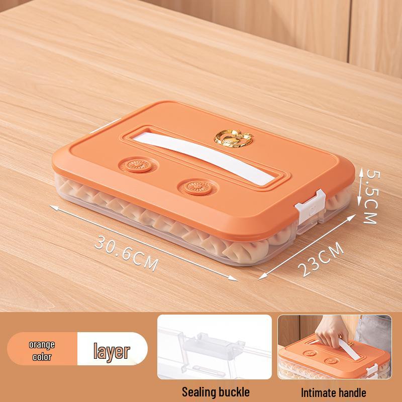 Large Capacity Multi-layer Handheld Transparent Plastic Food Storage Box for Dumplings
