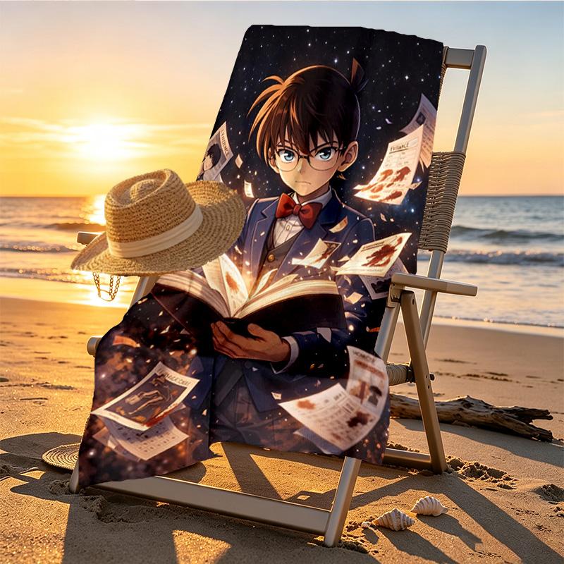 Detective Conan Print Beach Towel Design, Soft, Lightweight. for Home Bathroom, Spa, Pool, Yoga, Surfing, Camping, Gift for Family, Friend