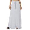 Women Maxi Skirt Adjustable Drawstring High-Waisted Solid Color Long Skirt with Pockets Casual Work Skirt
