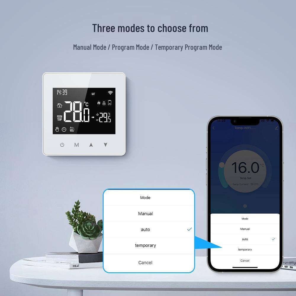 Graffiti Smart Thermostat with ZigBee/WiFi, LCD, Programmable for Water/Gas Boiler, Mobile Remote Access
