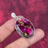 Rosa Auster Kupfer Türkis Anhänger, 925 Massiv Sterlingsilber Schmuck, Edelsteinanhänger, Geschenk für Sie Handgefertigter zierlicher Schmuck