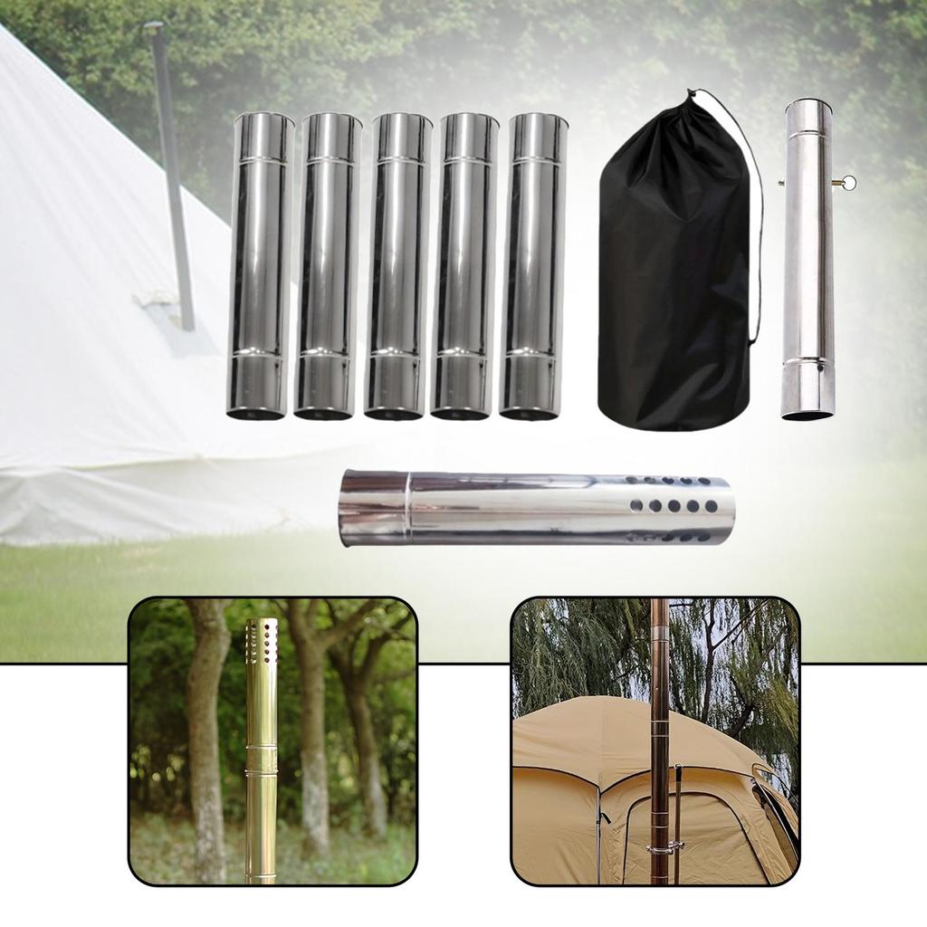 Camping Stove Chimney Pipe Lightweight Stainless Steel Exhaust Tube Mesh Guard for Outdoor Tent Heater