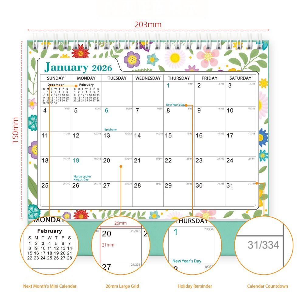 Cactus Desk Calendar January 2026-June 2027 Standing Flip 2026 Desktop Planner Office Supplies Small Monthly Agenda Calendar