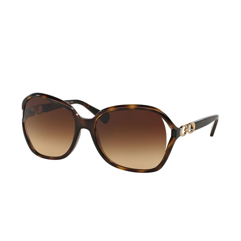 COACH Classic C Logo sunglasses, brown oval sunglasses, women s style кофейный