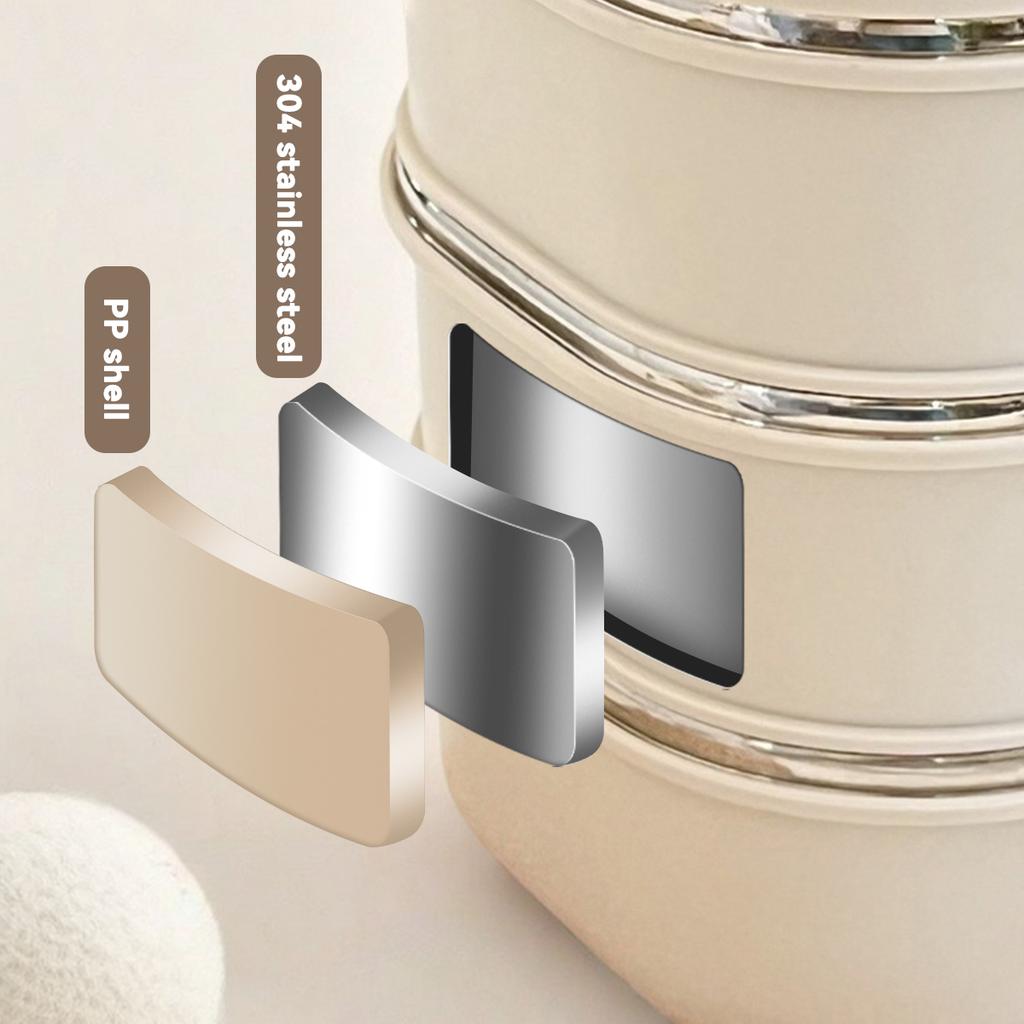 WORTHBUY Multi-Layer 304 Stainless Steel Bento Lunch Box For Kids Student School Portable Leak-proof Food Contianer With Spoon