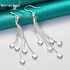 Tassel Snake Bone Chain Heart Silver Earrings for Women - West Lake Beauty Collection