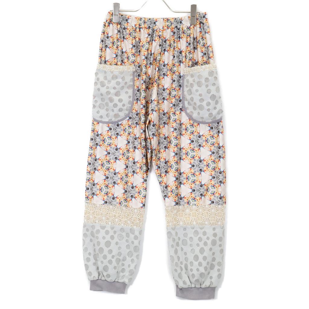 TATA CHRISTIANE White x Silver Material Switching Easy Pants Bottoms Not written multicolorUsed