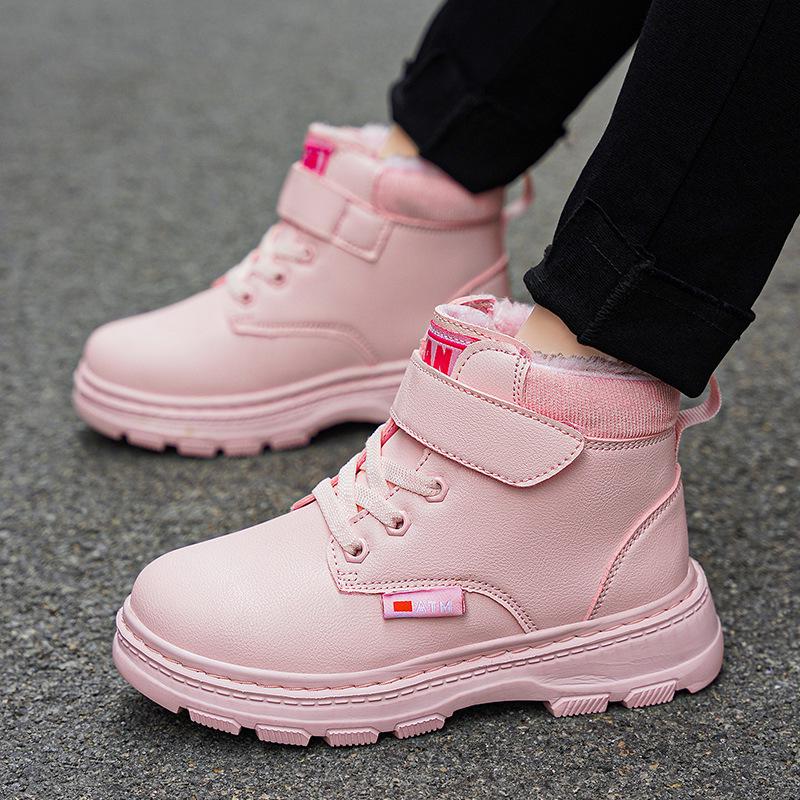 2025 Winter Girls' and Boys' Warm Cotton Martin Boots - Soft Sole, Trendy, for Primary School Students.