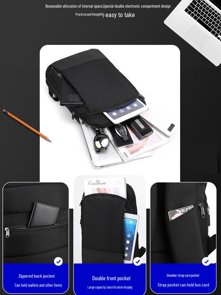 Men's Ultra-Thin Expandable Laptop Backpack - Business Travel/Student Large Capacity Bag