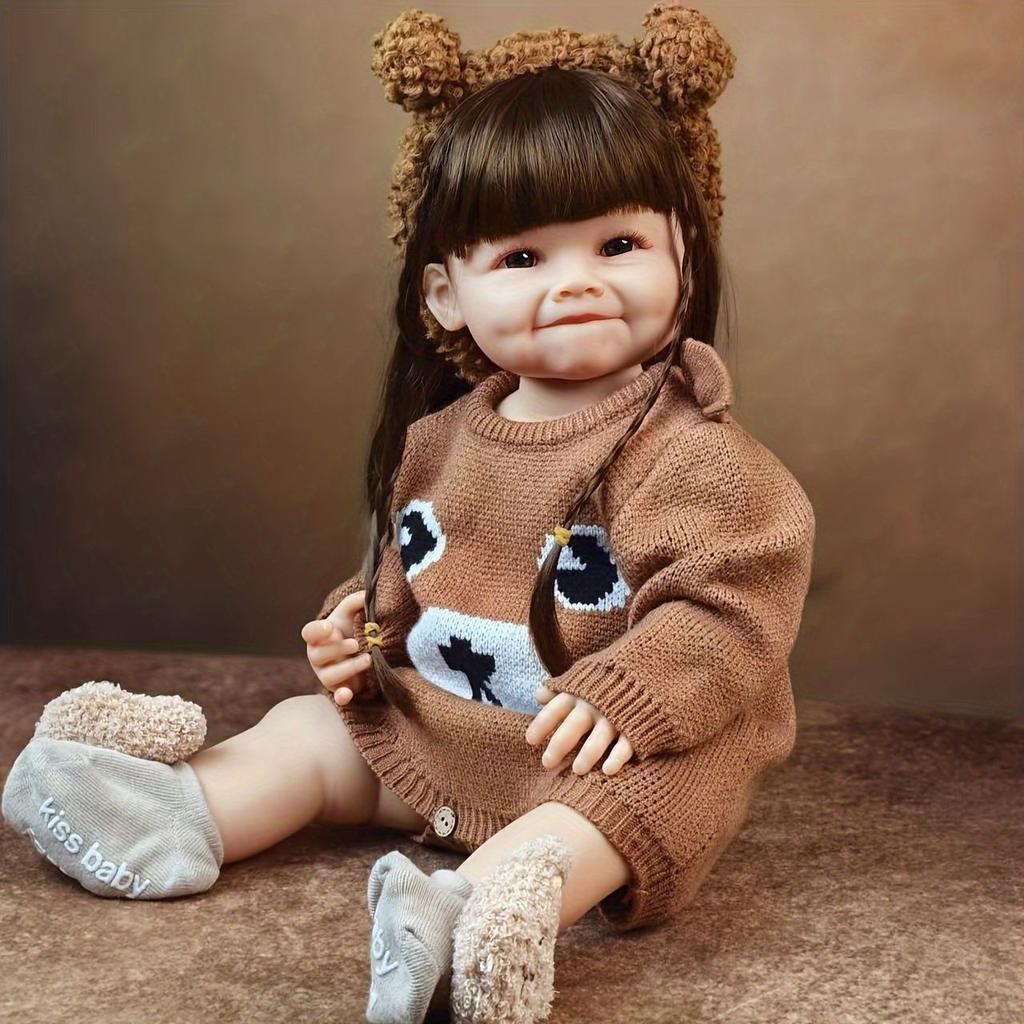 BZDOLL Lifelike Realistic Reborn Baby Girl Doll 55 CM 22 Inch Soft Full Silicone Princess Toddler Art Bebe Birthday Gifts for Child